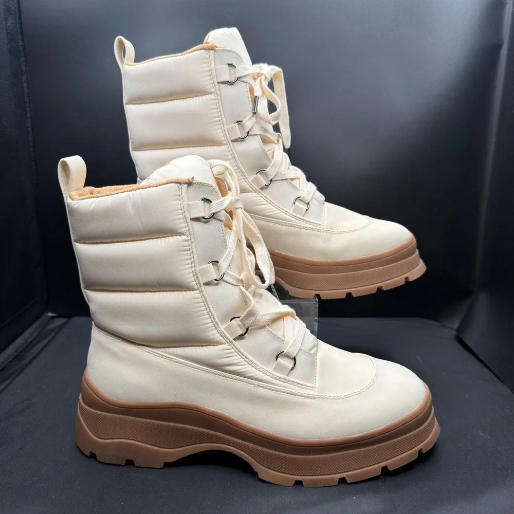 Amazon Essentials Womens Puffer Winter Boots Cream Tan Size 9.5 C250523PT7D6